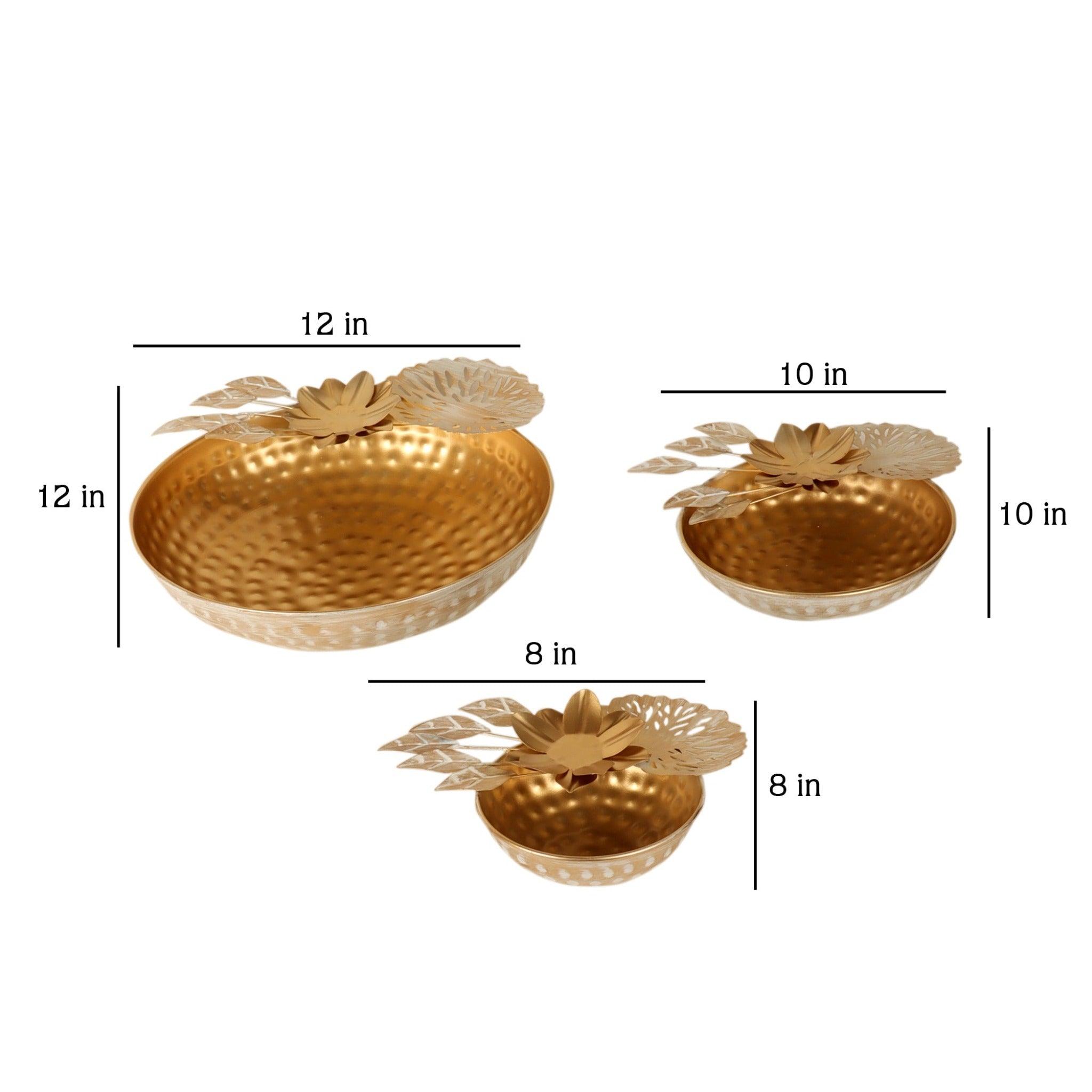 Gold FLower Urli Set of 3 - WoodenTwist