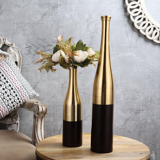 Black and Gold Champagne large Bottle Vase - WoodenTwist