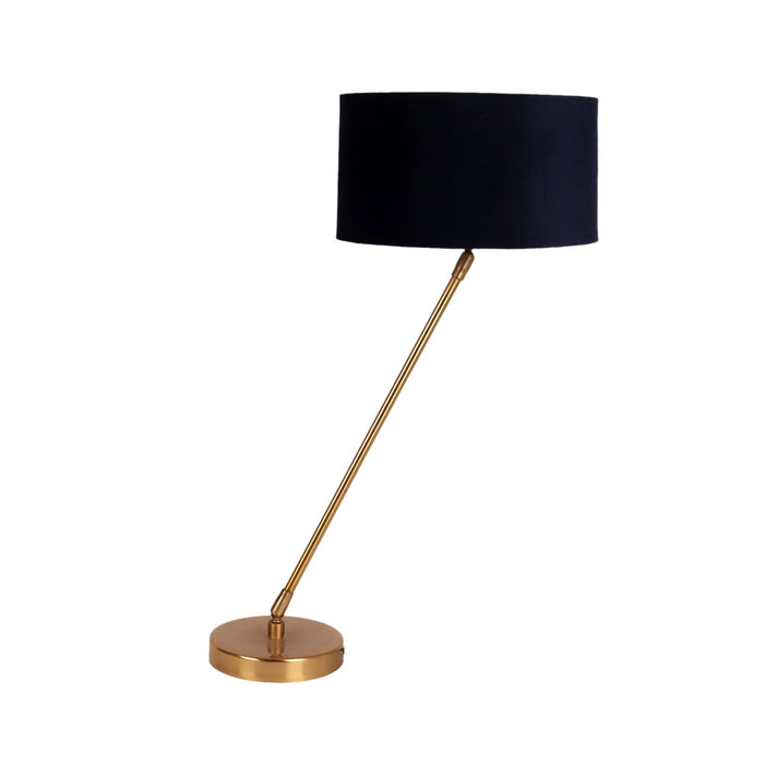 The "Large Gold MJ Lamp" with Blue velvet shade - WoodenTwist