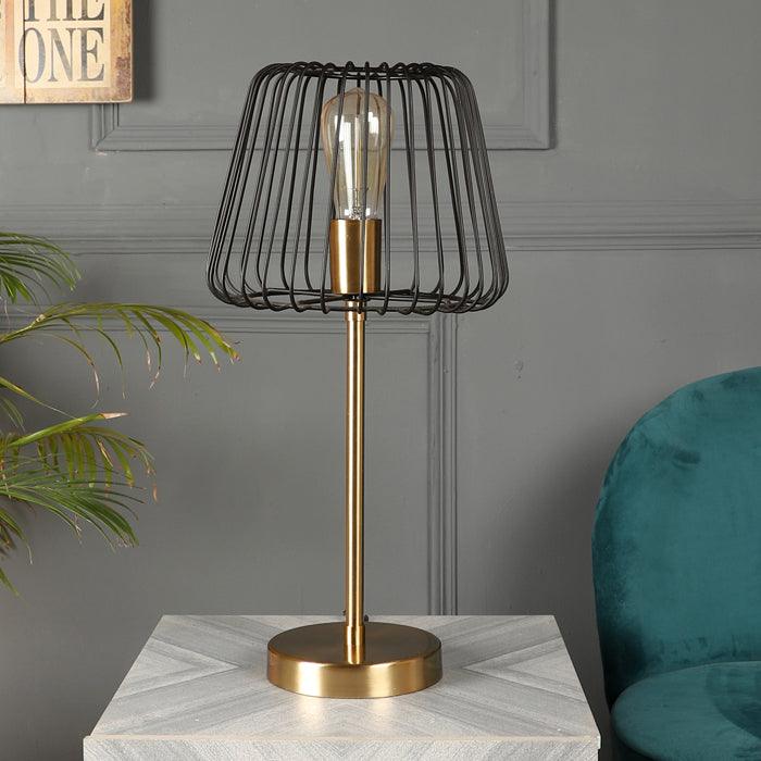 The "Imprisoned Bulb Lamp" Black and Gold Matt Brass Finish Table lamp - WoodenTwist