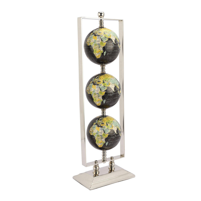 Vertical Triple Black Globe Stand - WoodenTwist