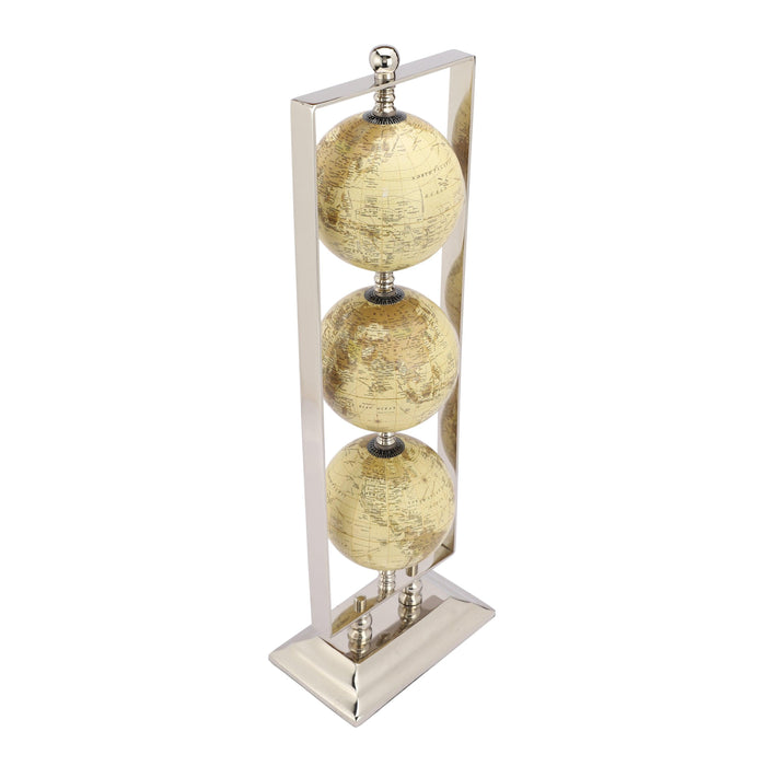 Vertical Triple Cream Globe Stand - WoodenTwist