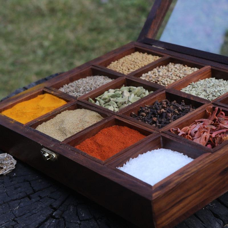 Handcrafted Rosewood Spice Storage Box - WoodenTwist