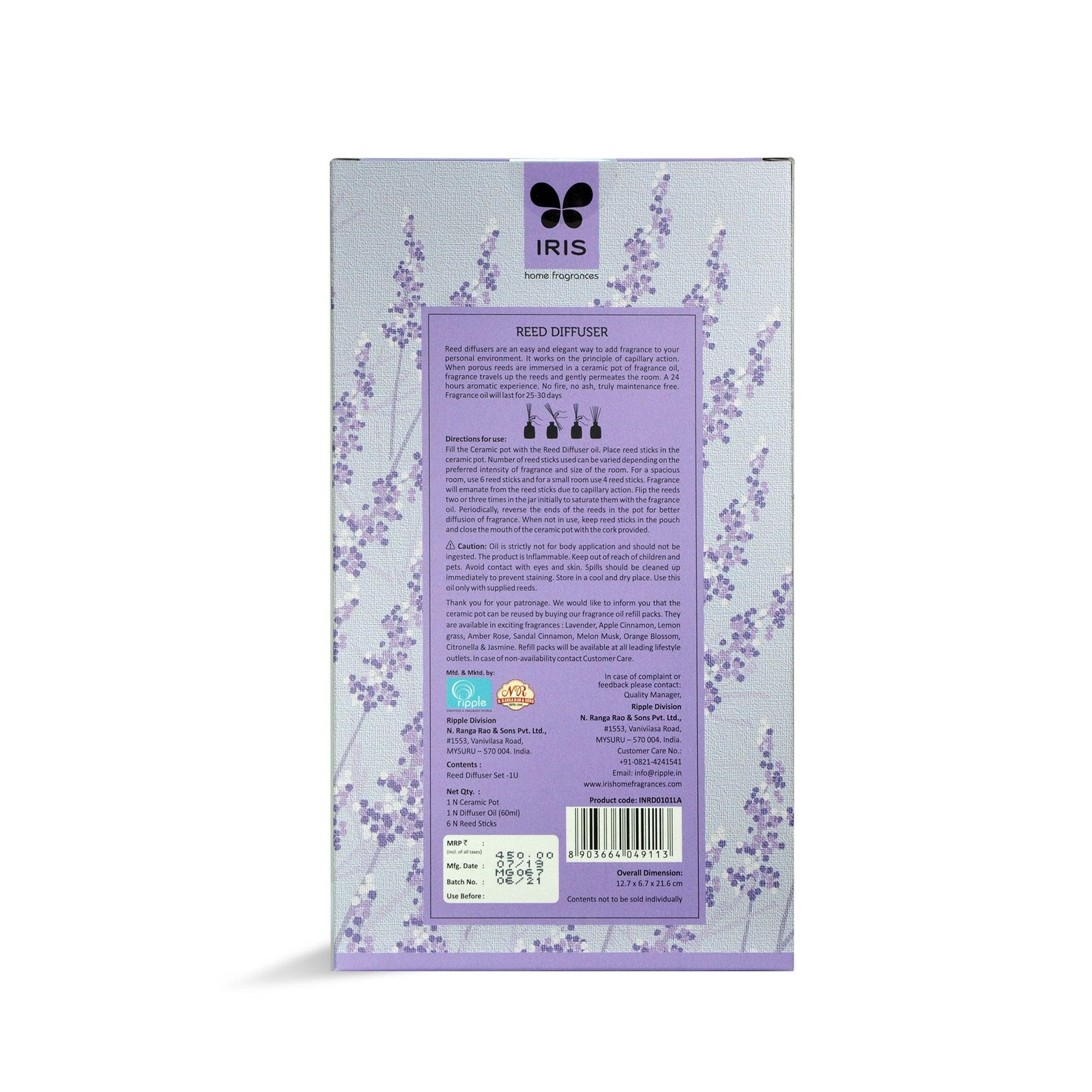 Reed Diffuser Set Lavender Fragrance - WoodenTwist