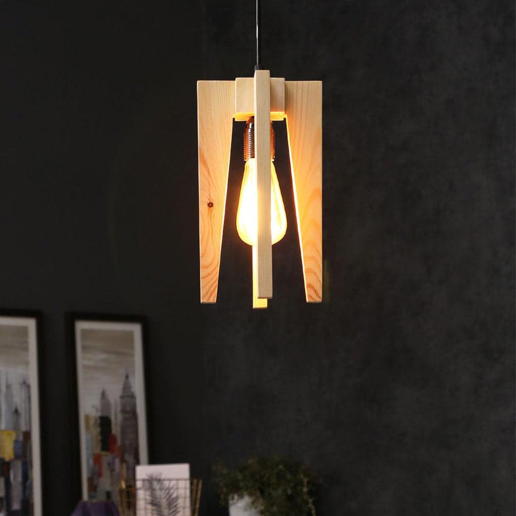 Jet Brown Wooden Single Hanging Lamp - WoodenTwist