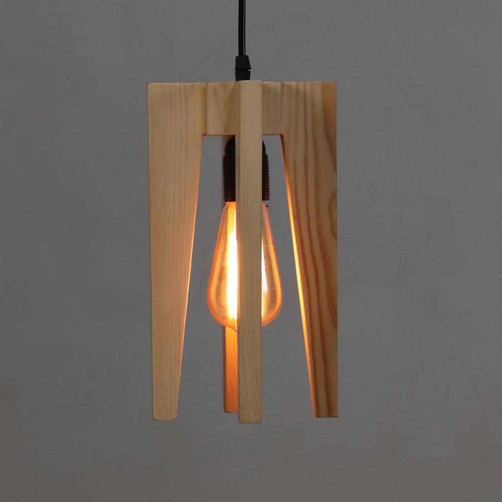 Jet Brown Wooden Single Hanging Lamp - WoodenTwist