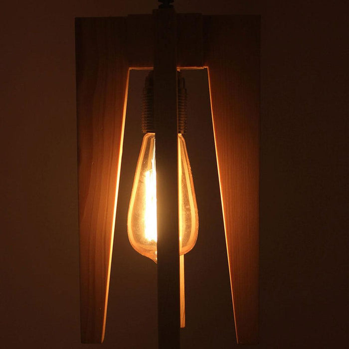 Jet Brown Wooden Single Hanging Lamp - WoodenTwist
