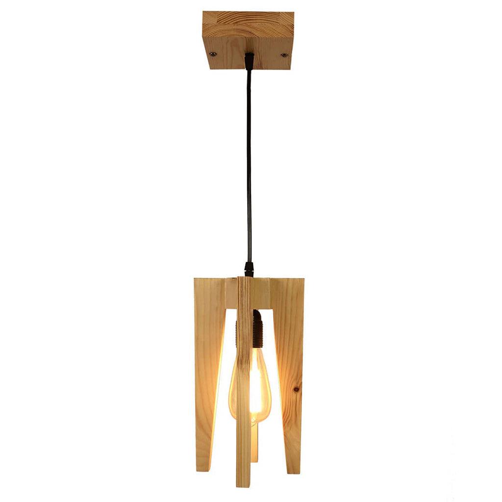 Jet Brown Wooden Single Hanging Lamp - WoodenTwist