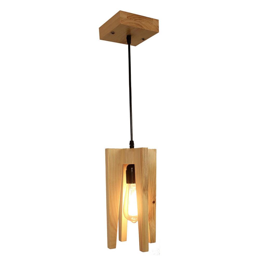 Jet Brown Wooden Single Hanging Lamp - WoodenTwist