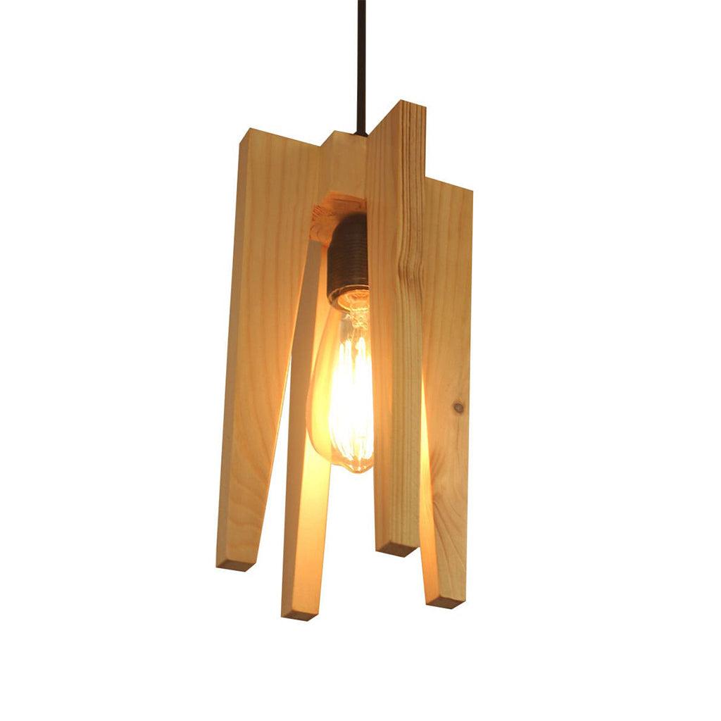 Jet Brown Wooden Single Hanging Lamp - WoodenTwist