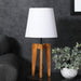 Jet Brown Wooden Table Lamp with White Fabric Lampshade - WoodenTwist