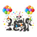 Animated Panda Team With Balloon Wall Sticker For Birthday Party - WoodenTwist