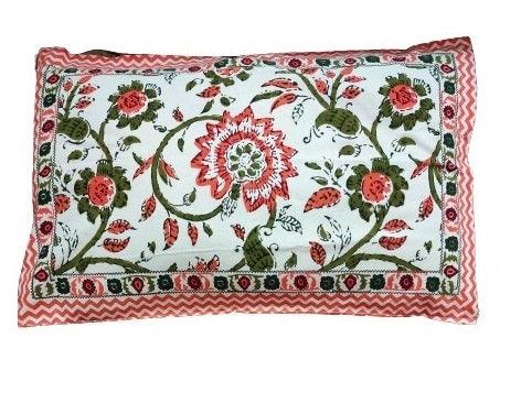 Fabrahome Rajasthani Jaipuri Cotton Single Bed Sheets with One Pillow Cover - WoodenTwist