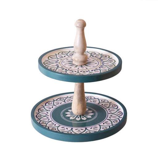 Hand Painted Wooden 2 Tier Cake Stand - WoodenTwist