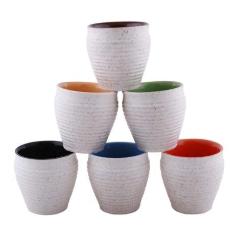 Earthen Glazed Ceramic Kulhad (Set of 6, White) - WoodenTwist