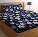 Glace Cotton Double Bedsheet with 2 Pillow Covers (Bluefand Yellow Flower) - WoodenTwist
