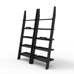 Leaning Bookcase Ladder and Room Organizer Engineered Wood Wall Shelf -Set of 2 - WoodenTwist