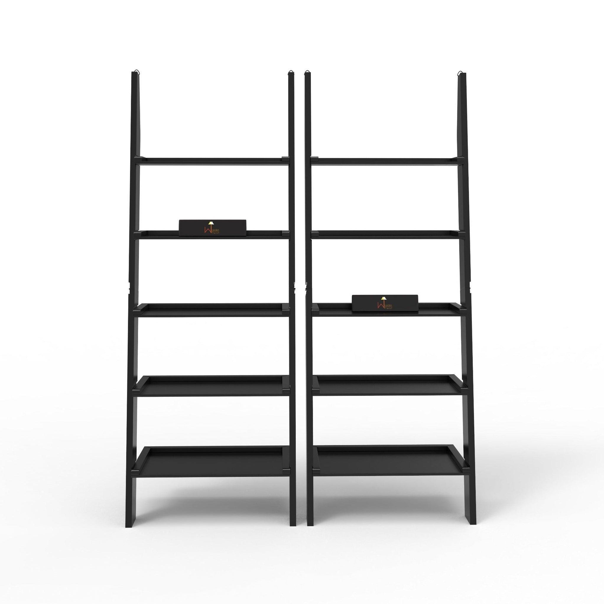Buy Leaning Bookcase Ladder and Room Organizer Engineered Wood Wall