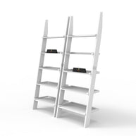 Leaning Bookcase Ladder and Room Organizer Engineered Wood Wall Shelf -Set of 2 - WoodenTwist