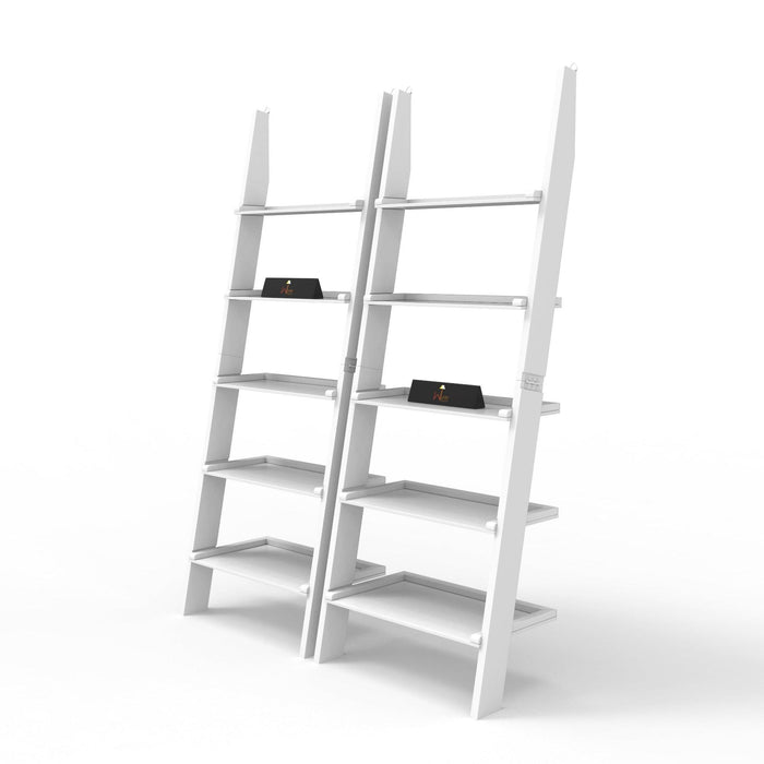 Leaning Bookcase Ladder and Room Organizer Engineered Wood Wall Shelf -Set of 2 - WoodenTwist