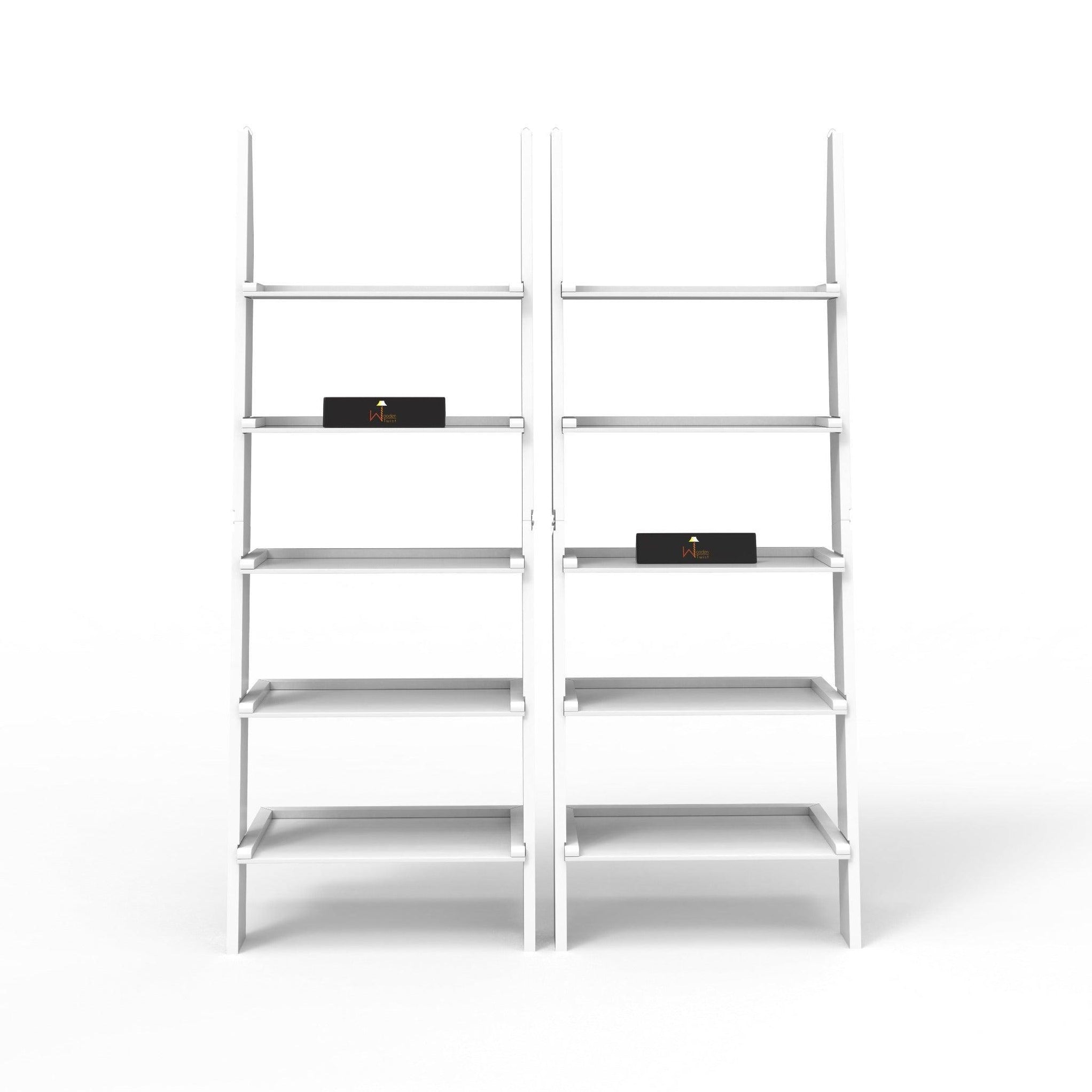 Buy Leaning Bookcase Ladder and Room Organizer Engineered Wood Wall