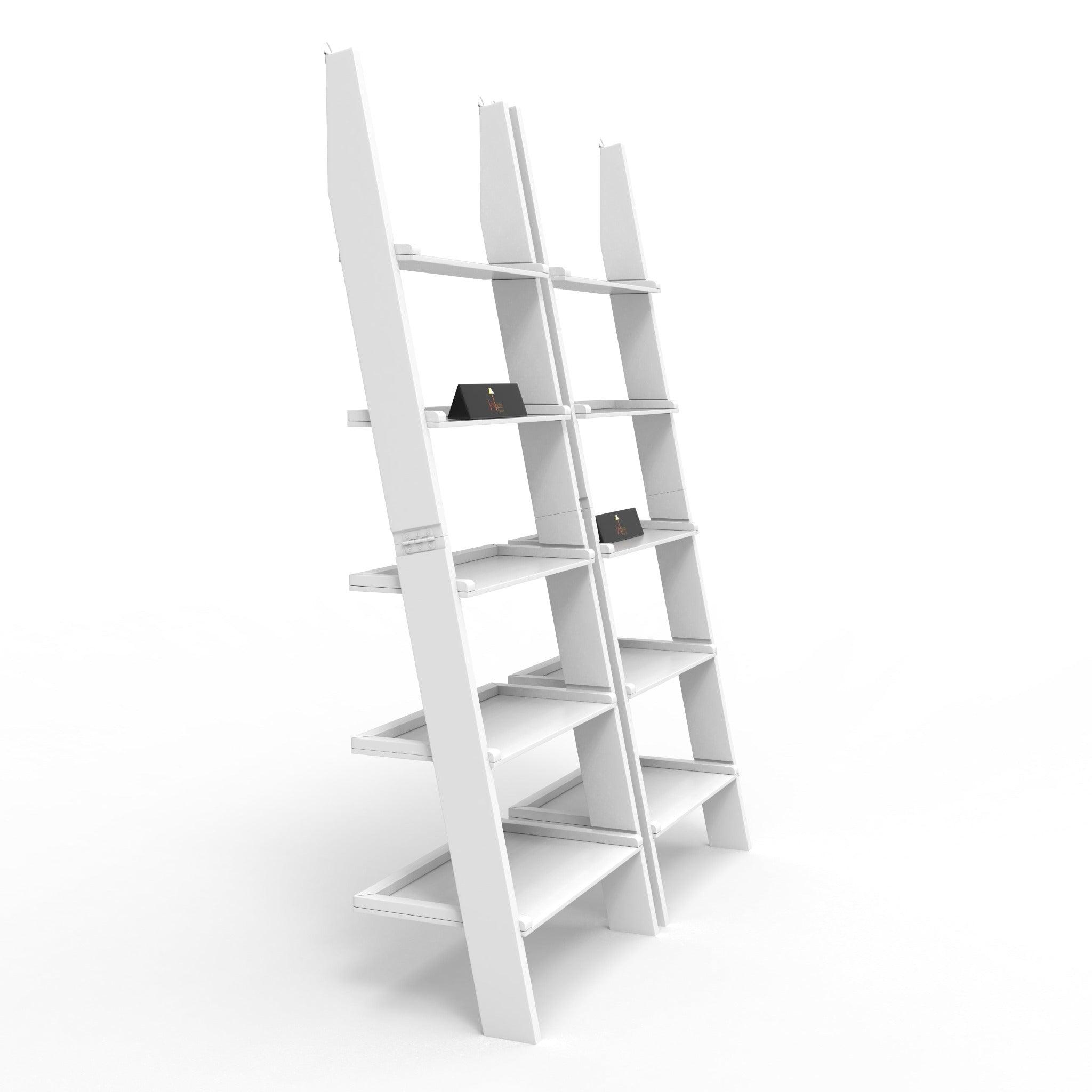 Leaning Bookcase Ladder and Room Organizer Engineered Wood Wall Shelf -Set of 2 - WoodenTwist