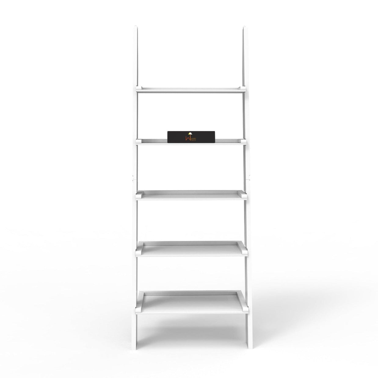 Leaning Bookcase Ladder and Room Organizer Engineered Wood Wall Shelf in yellow finish