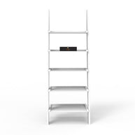 Leaning Bookcase Ladder and Room Organizer Engineered Wood Wall Shelf in yellow finish