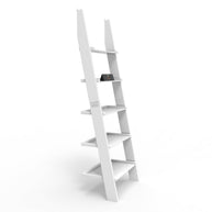 Leaning Bookcase Ladder and Room Organizer Engineered Wood Wall Shelf in yellow, angled view