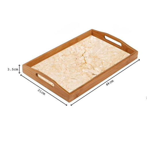 Natural Bamboo Wood Designer Large Wooden Serving Tray - WoodenTwist