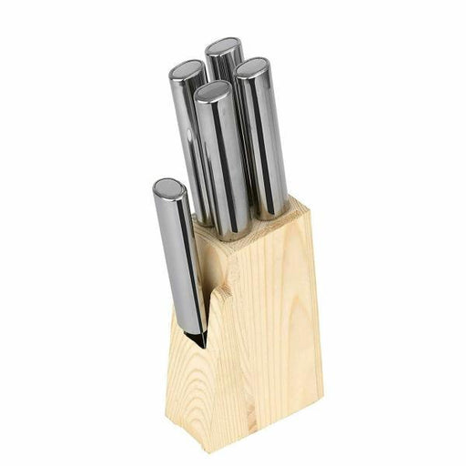Stainless Steel Kitchen Knife With Wooden Block (Set of 6) - WoodenTwist