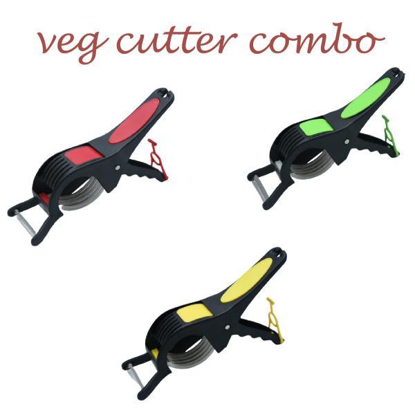 Steel & Plastic Vegetable Cutter Chopper Slicer ( Multicolor, 3 Pieces) - WoodenTwist