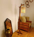 Leo Wooden Floor Lamp with Brown Base and Jute Fabric Lampshade - WoodenTwist