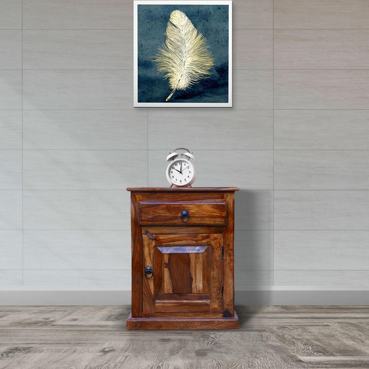 Classy Bedside Cabinet in Mango Wood & Teak Ply