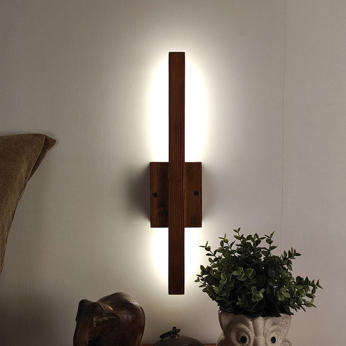 Lineo Brown Wooden LED Wall Light - WoodenTwist