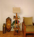 Louise Wooden Floor Lamp with Brown Base and Jute Fabric Lampshade - WoodenTwist