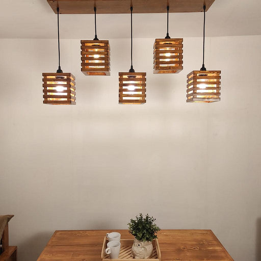 Lyon Brown 5 Series Hanging Lamp - WoodenTwist