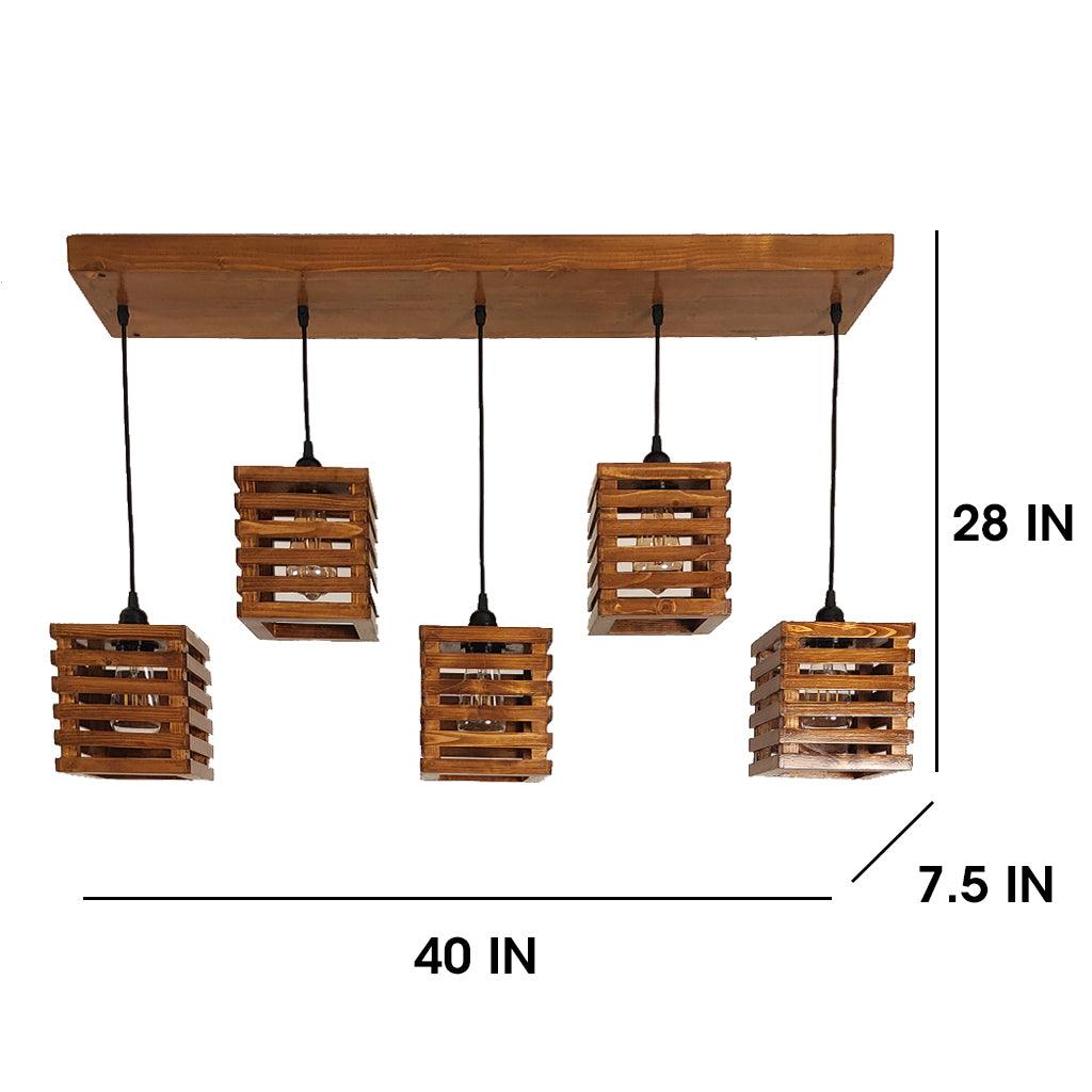 Lyon Brown 5 Series Hanging Lamp - WoodenTwist