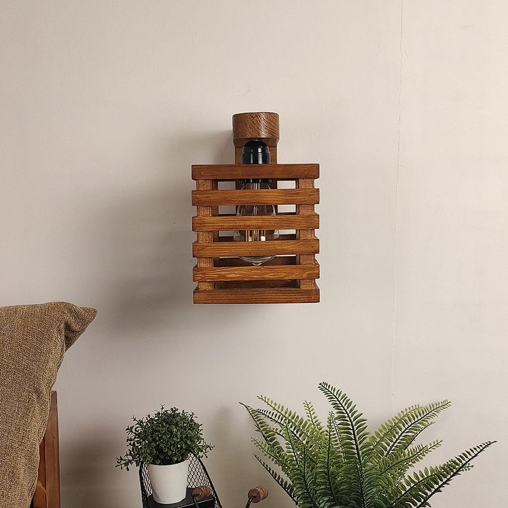 Lyon Brown Wooden Wall Light - WoodenTwist