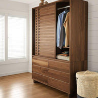 Wooden Handmade Traditional Design Wardrobe with Six Drawers 2 Door - WoodenTwist