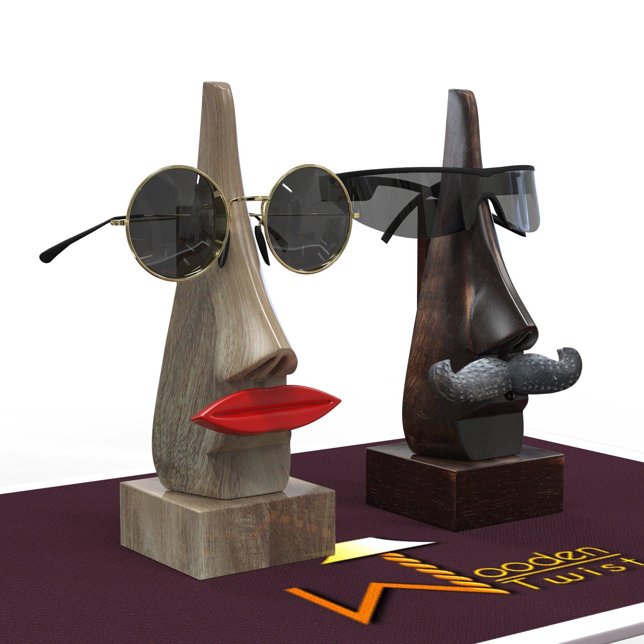 Handcrafted Wooden Nose Shaped Spectacle Holder/ Specs Stand - WoodenTwist