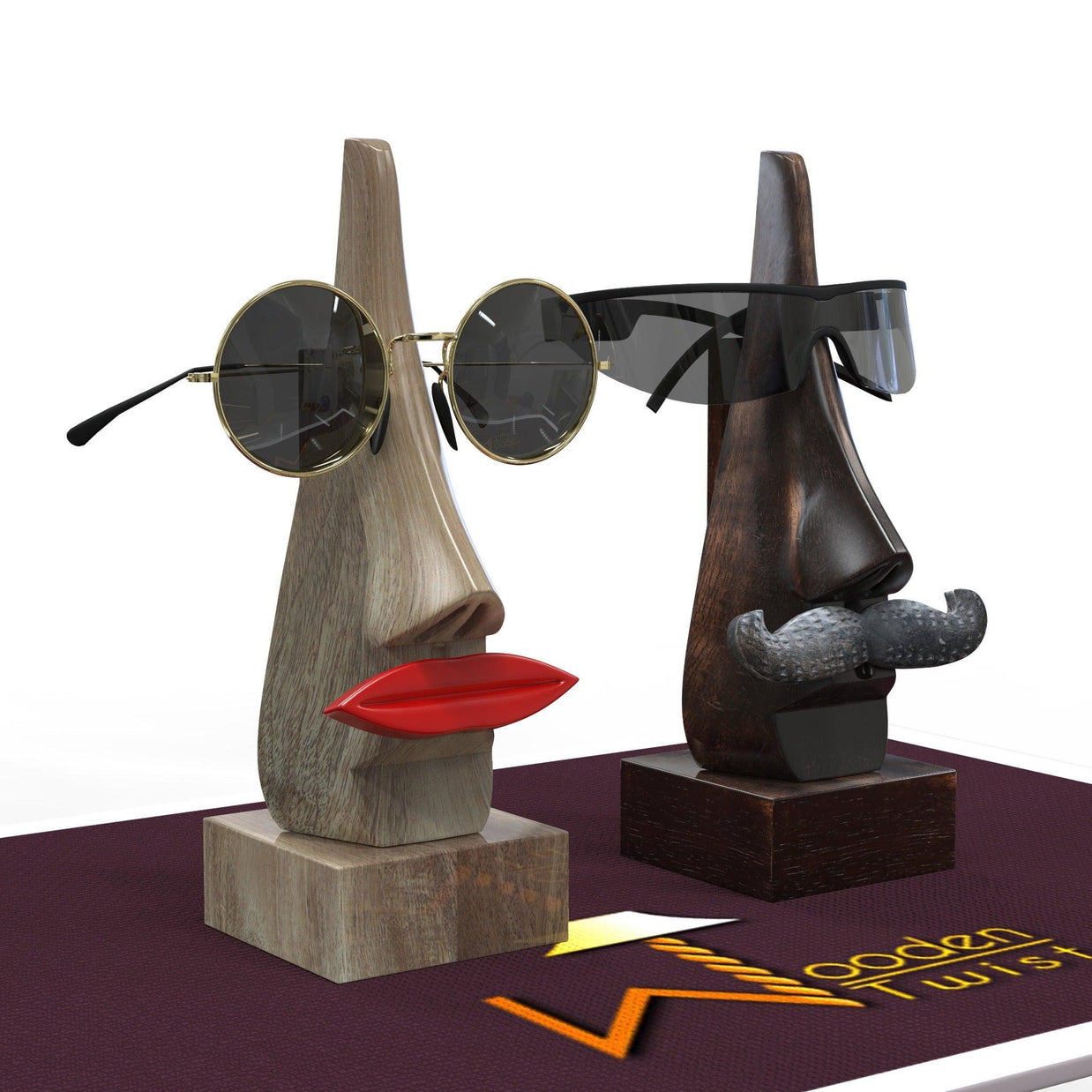 Handcrafted Wooden Nose Shaped Spectacle Holder - Lifestyle Shot 2