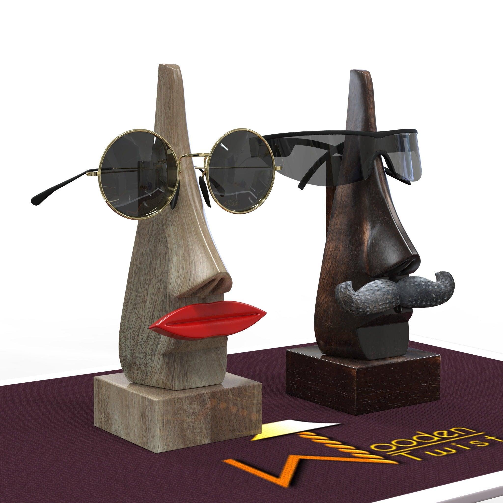 Handcrafted Wooden Nose Shaped Spectacle Holder - Lifestyle Shot 2