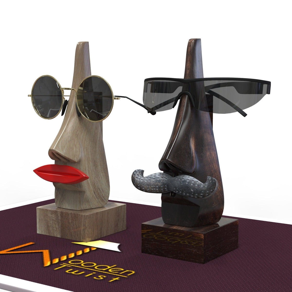 Handcrafted Wooden Nose Shaped Spectacle Holder - Lifestyle Shot 1