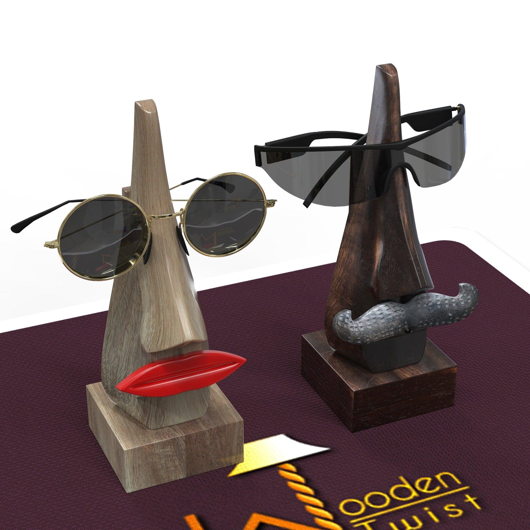 Handcrafted Wooden Nose Shaped Spectacle Holder/ Specs Stand - WoodenTwist