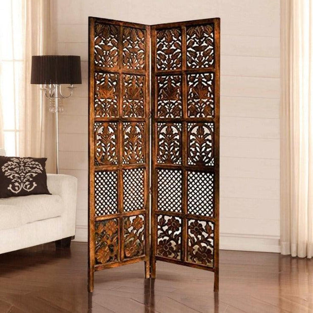 Solid Wood Room Divider (2 Panels) - WoodenTwist