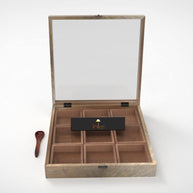 Wooden multipurpose spice box with containers and spoon