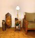 Maurice Wooden Floor Lamp with Brown Base and Jute Fabric Lampshade - WoodenTwist