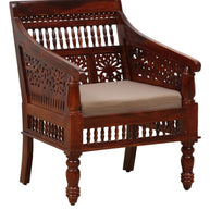 Wooden Intricate Motif Designs Couches (1 Seater Sofa) - WoodenTwist