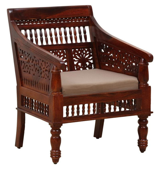 Wooden Intricate Motif Designs Couches (1 Seater Sofa) - WoodenTwist